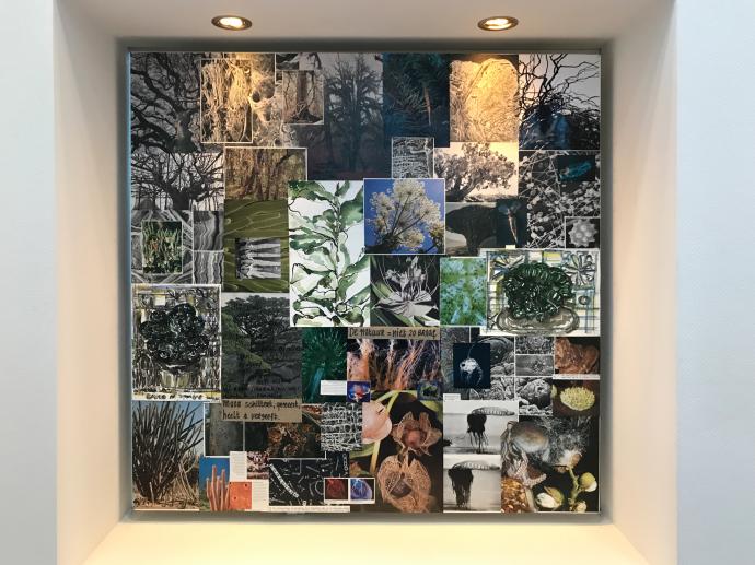 kunst 'Moodboard' in de vitrine Marian van Esch 